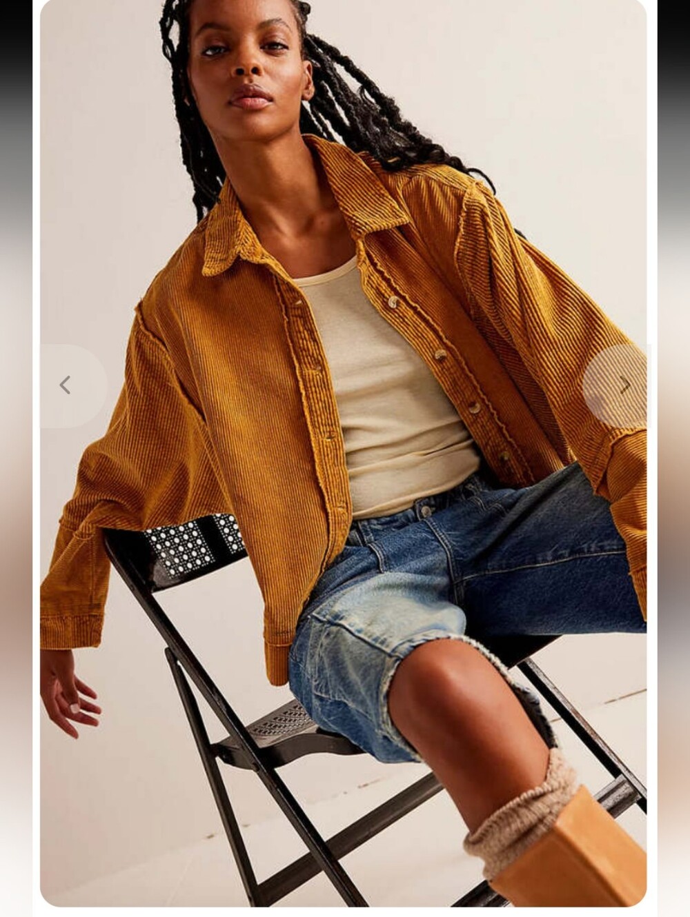 Free People Oversized Corduroy Button-Down Jacket Full Moon Cord Top Bronze